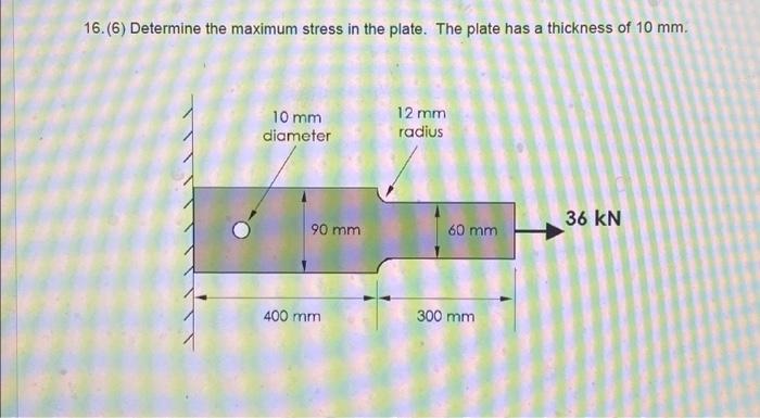 Solved 16. (6) Determine the maximum stress in the plate. | Chegg.com