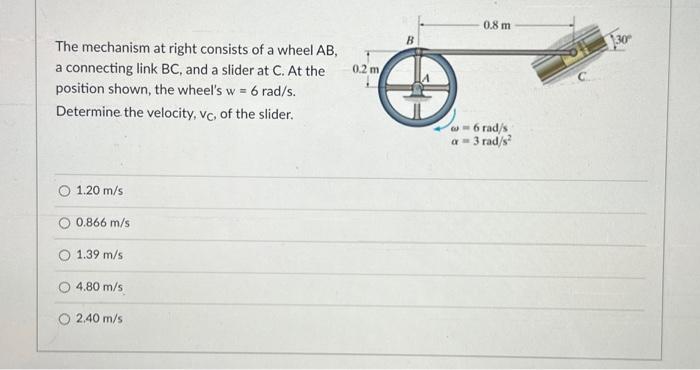 Solved The mechanism at right consists of a wheel AB, a | Chegg.com