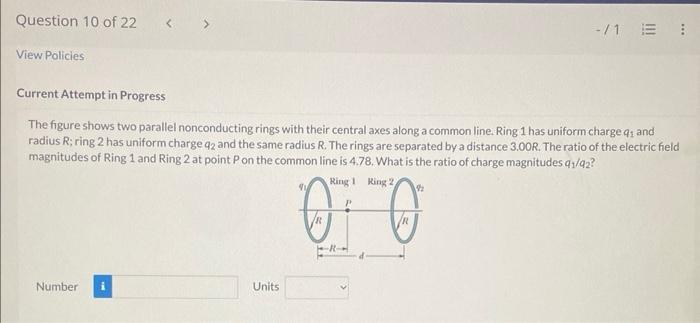 Solved The figure shows two parallel nonconducting rings | Chegg.com