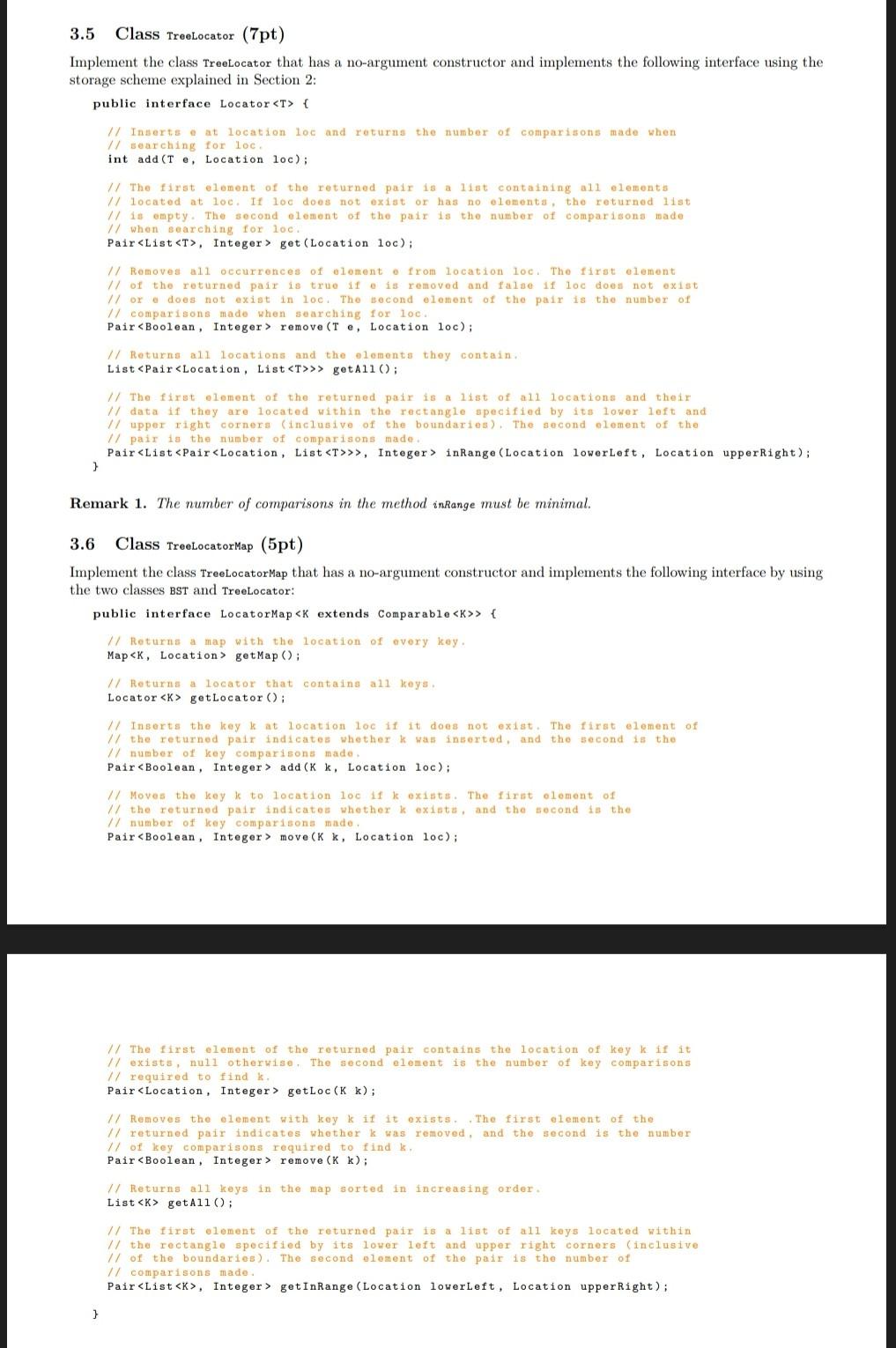 Solved 3.5 Class TreeLocator (7pt) Implement the class | Chegg.com