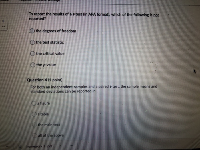 Solved To Report The Results Of A C Test In Apa Format Chegg Com