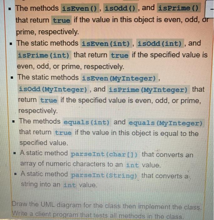 Solved + 10.3 (The MyInteger class) Design a class named | Chegg.com