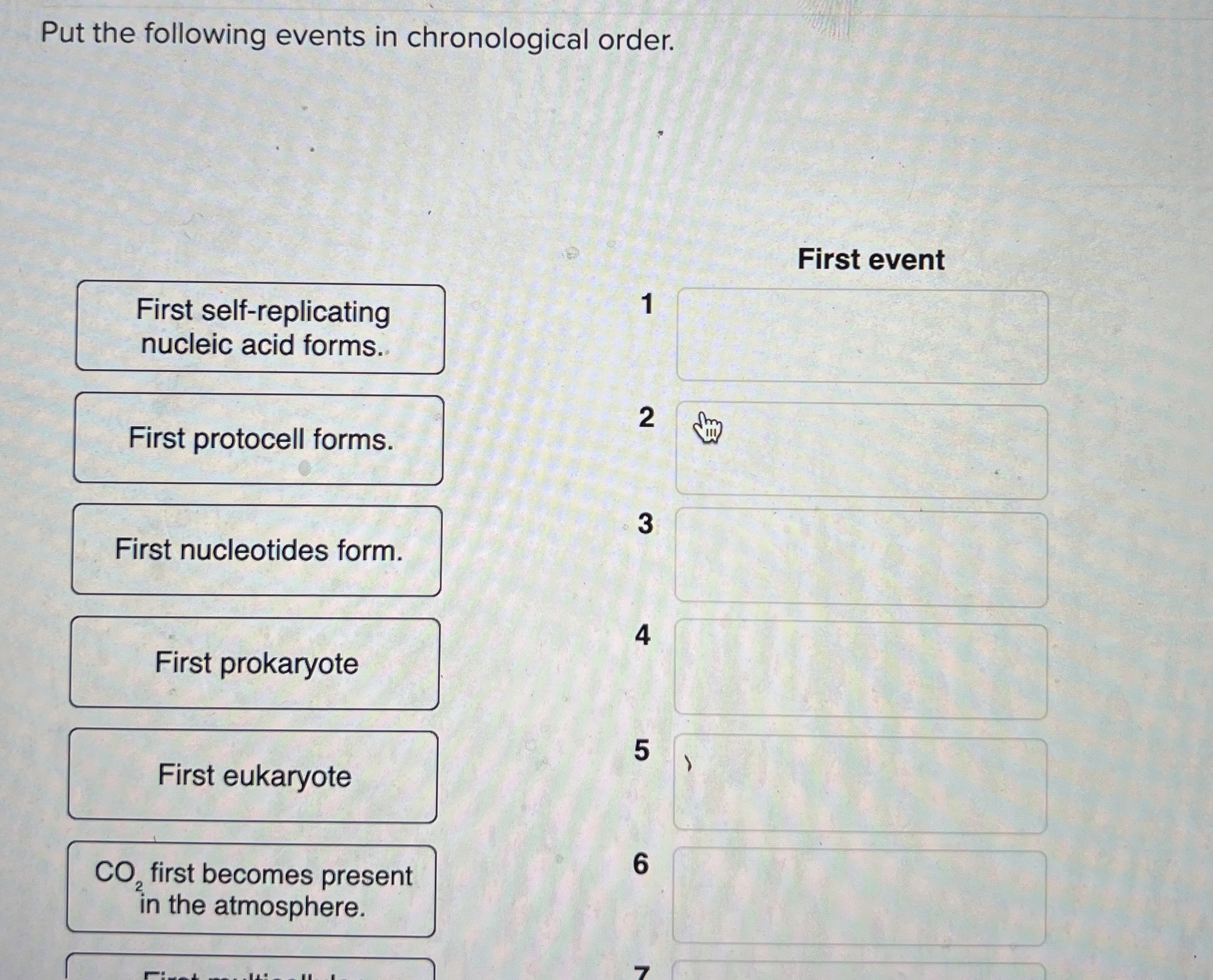 Solved Put the following events in chronological order.First | Chegg.com
