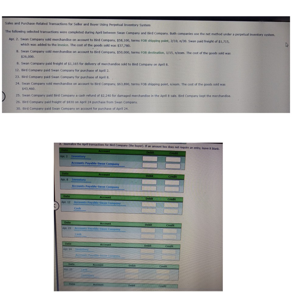 Solved Sales And Purchase Related Transactions For Seller Chegg