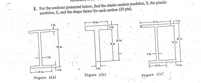 Solved 1. For the sections presented below, find the elastic | Chegg.com