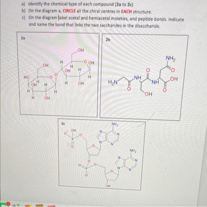 Solved a) Identify the chemical type of each compound (2a to | Chegg.com