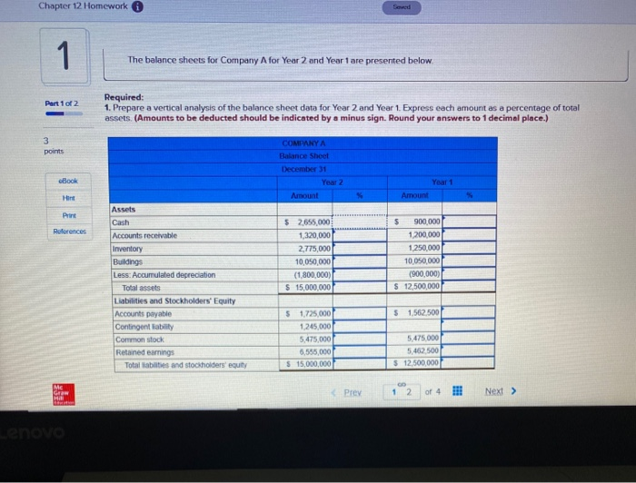 Solved Chapter 12 Homework Saved 1 The balance sheets for | Chegg.com