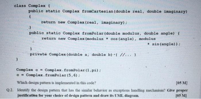 Solved class Complex ( public static Complex fromCartesian | Chegg.com