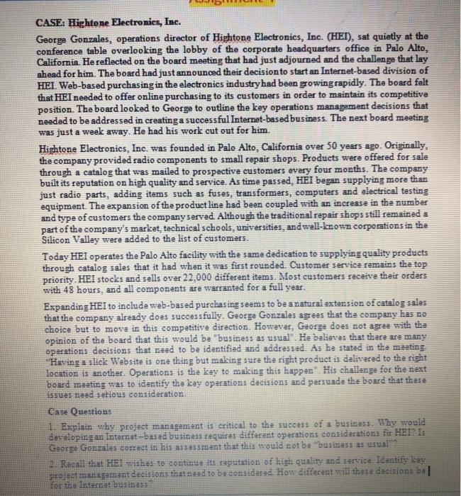 CASE Hightone Electronics, Inc. Gonzales,