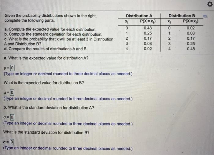 Solved Given the probability distributions shown to the | Chegg.com