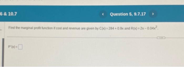 Solved Find the marginal profit function if cost and revenue | Chegg.com