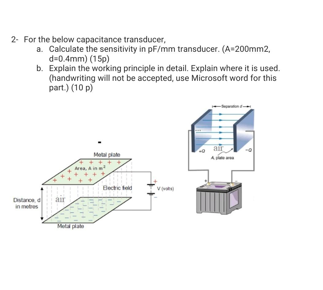 Solved 2- For the below capacitance transducer, a. Calculate | Chegg.com