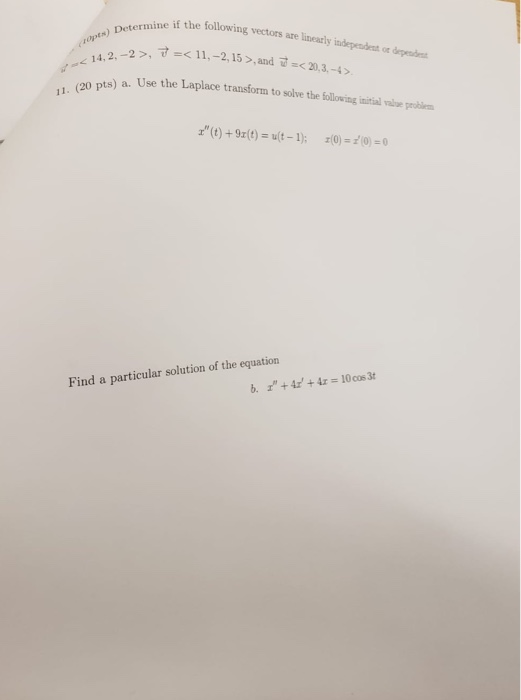 Solved 2.(20 Pts) Use The Laplace Transform To Solve The | Chegg.com