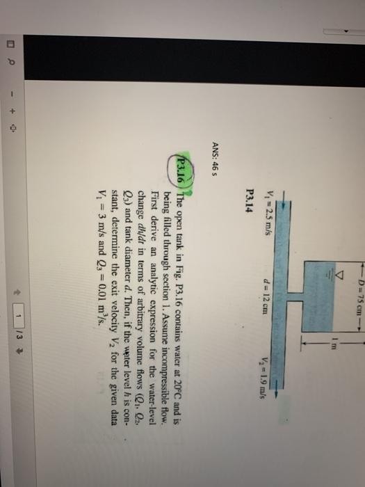 Solved Fluid Mechanics 2 Session 1 Homework Problems V Fluid | Chegg.com