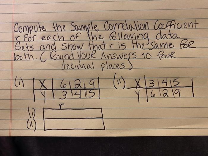 Solved Compute the Sample Correlation Coefficient r for each | Chegg.com