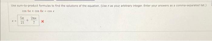 Solved Use Sum-to-product Formulas To Find The Solutions Of | Chegg.com