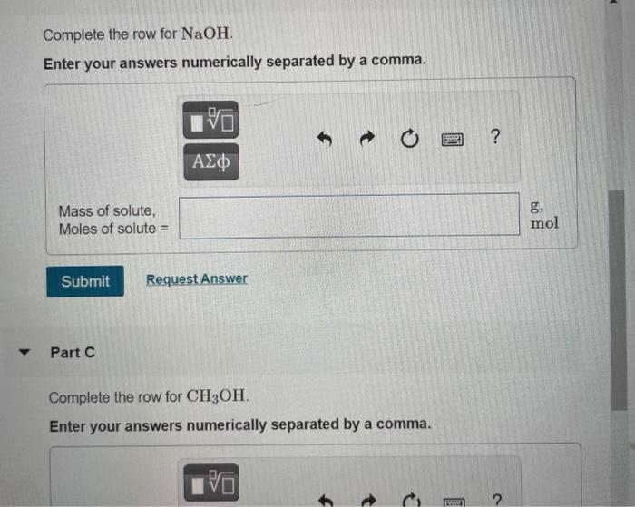 Solved Complete the table Solute Mass of solute Moles of Chegg