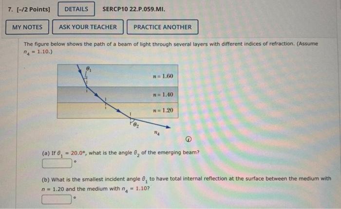 Solved The Figure Below Shows The Path Of A Beam Of Light | Chegg.com