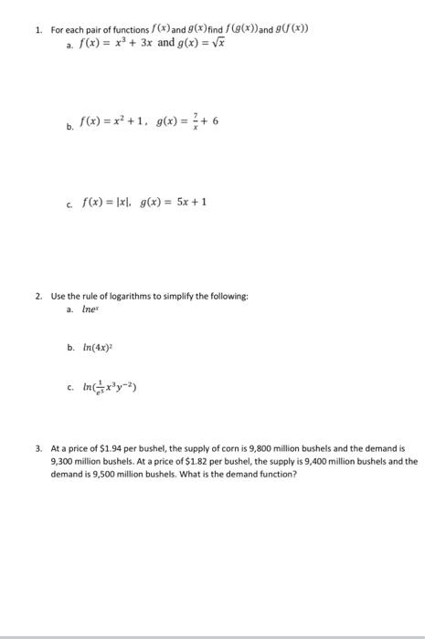 Solved 1 For Each Pair Of Functions Fx And Gx Find 8968