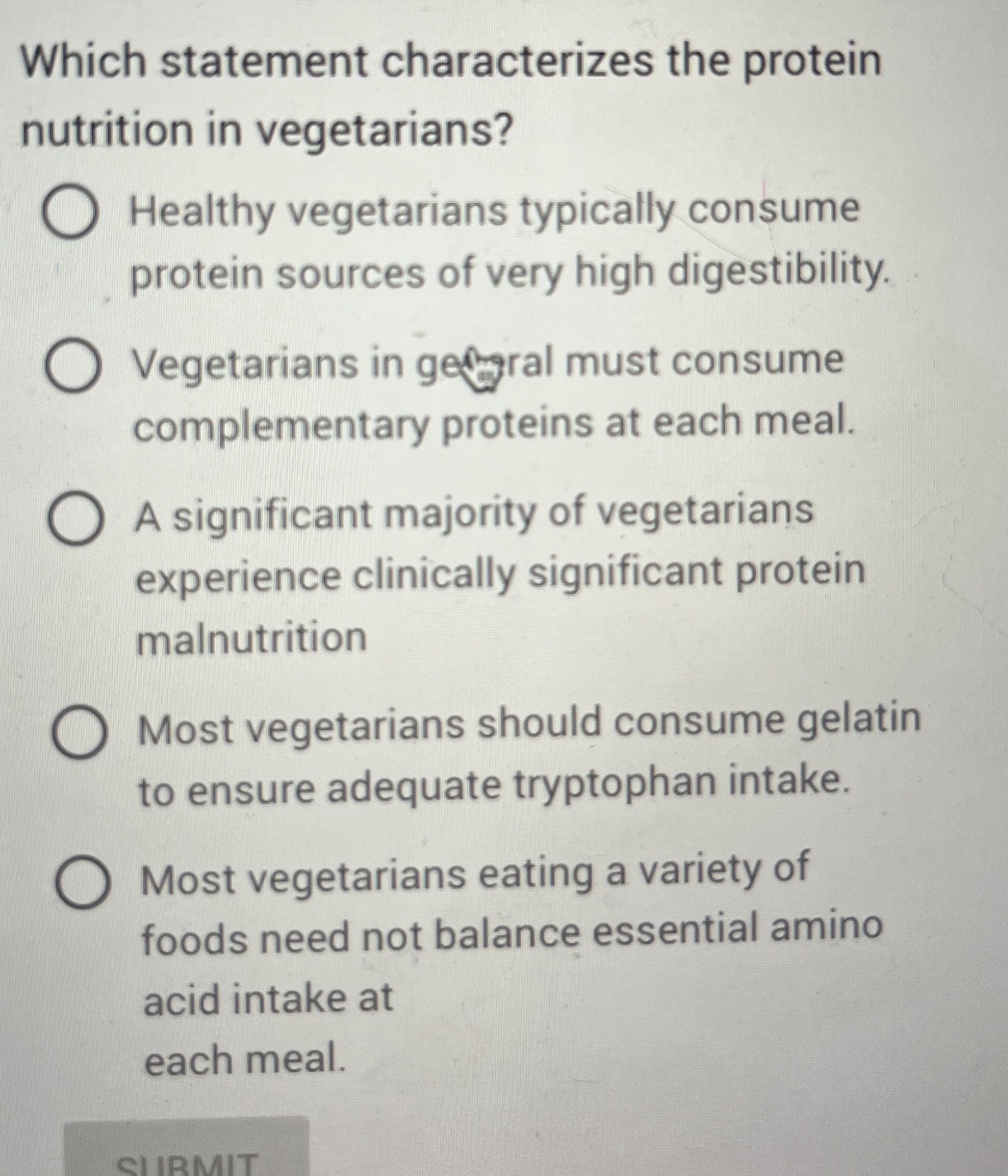 Solved Which statement characterizes the proteinnutrition in