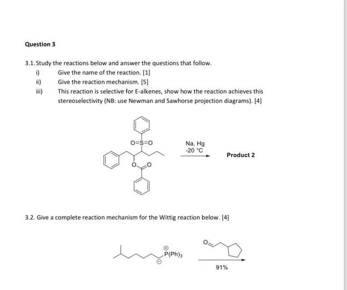 Solved Question 33.1. ﻿study The Reactions Below And Answer 