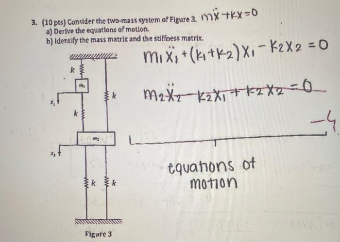 Solved 3. (10 pts) Consider the two-mass system of Figure 3. | Chegg.com