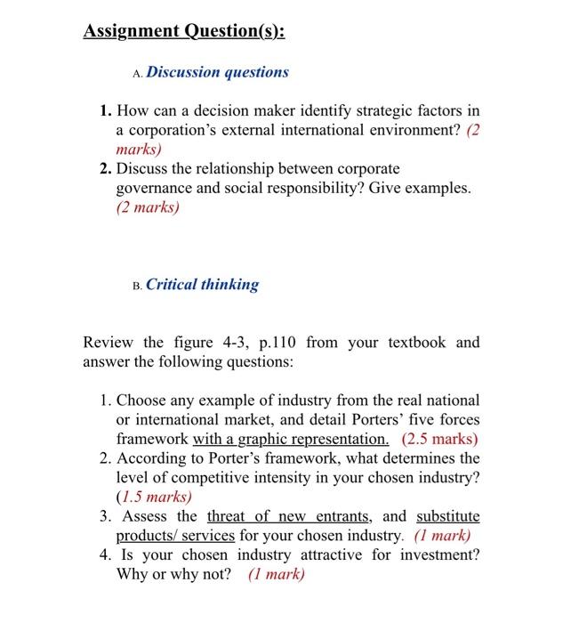 Solved Assignment Question(s): A. Discussion questions 1. | Chegg.com
