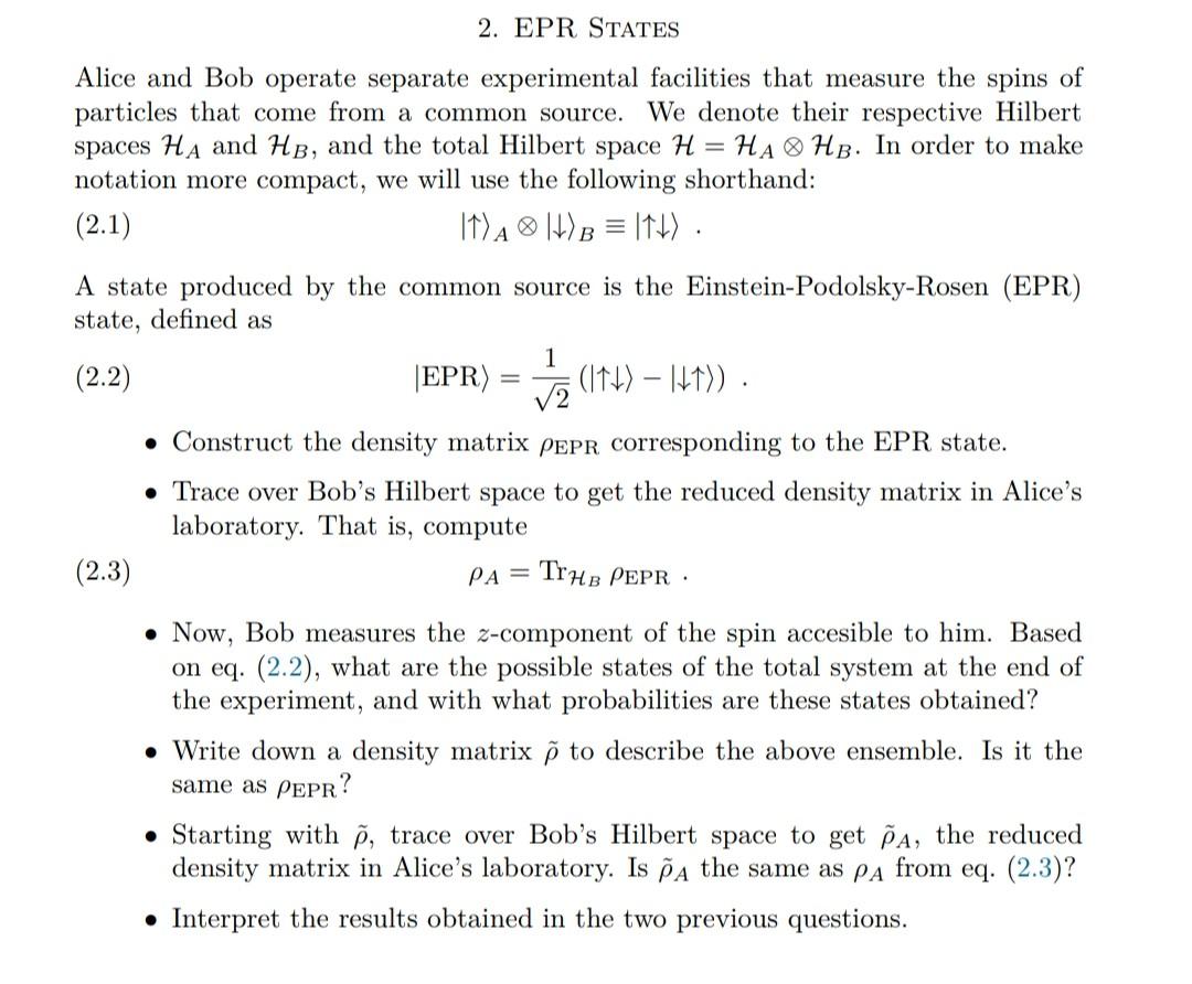 Solved Alice and Bob operate separate experimental | Chegg.com