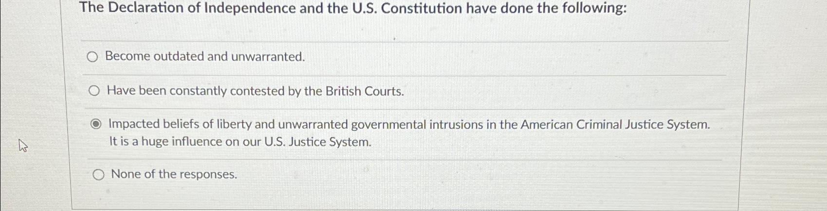 Solved The Declaration of Independence and the U.S. | Chegg.com