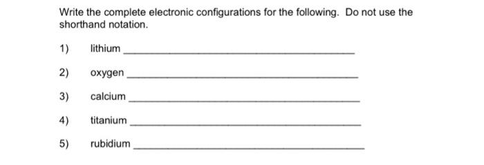 Solved Write the complete electronic configurations for the | Chegg.com