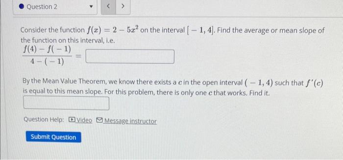 Solved Consider the function f(x)=2−5x2 on the interval | Chegg.com