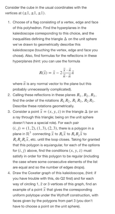 Consider the cube in the usual coordinates with the | Chegg.com