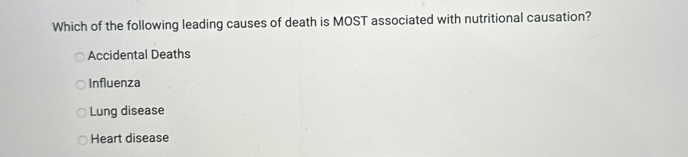 Solved Which of the following leading causes of death is | Chegg.com