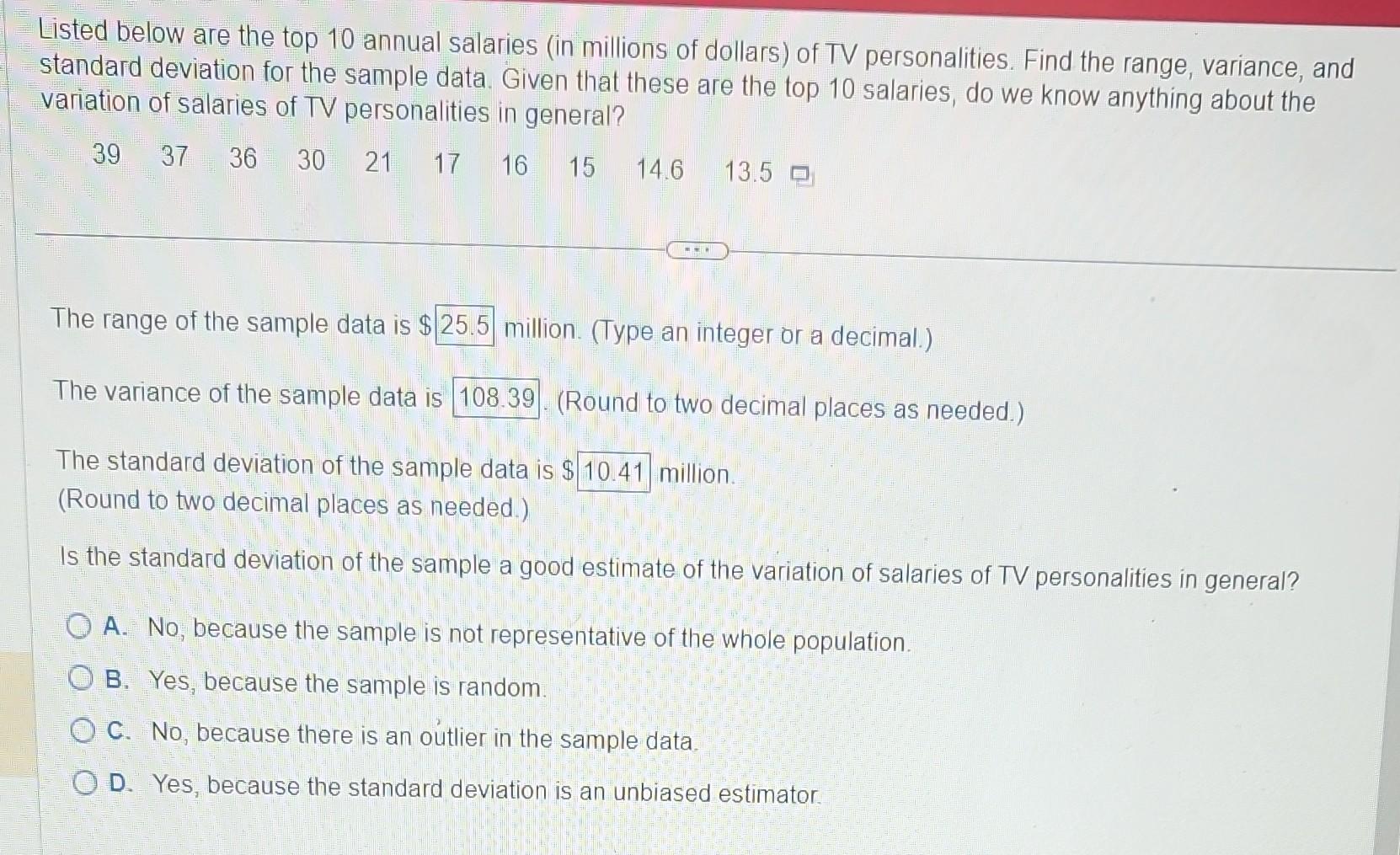 Solved Listed below are the top 10 annual salaries (in