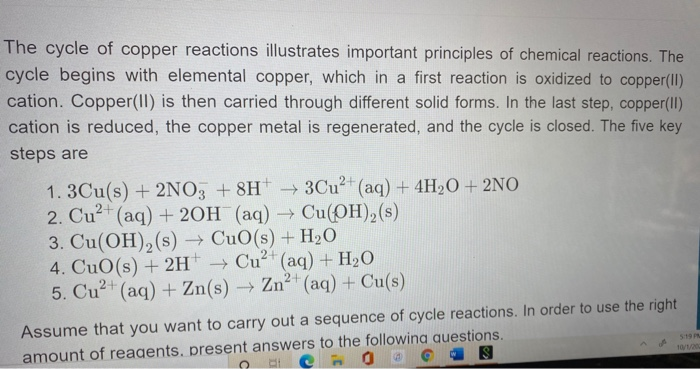 Solved The Cycle Of Copper Reactions Illustrates Important | Chegg.com