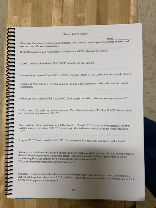 Charles Law Worksheet Answers