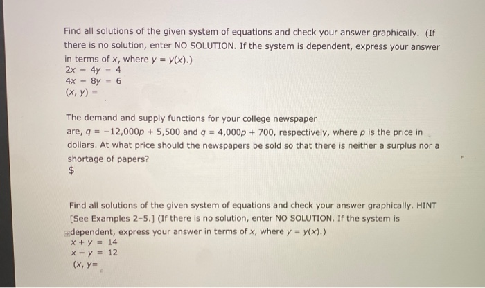 Solved Find all solutions of the given system of equations | Chegg.com