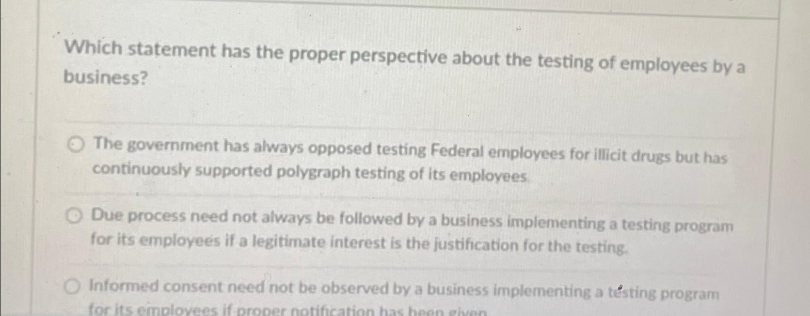 Solved Which statement has the proper perspective about the | Chegg.com