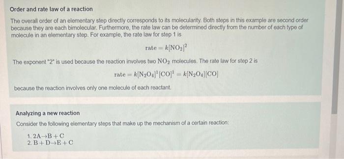 Solved Analyzing a new reaction Consider the following | Chegg.com