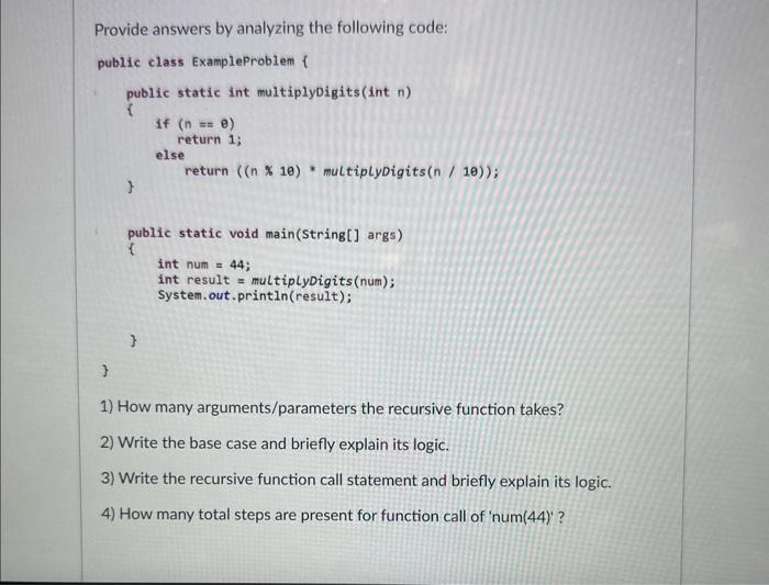 Solved Provide answers by analyzing the following code: | Chegg.com