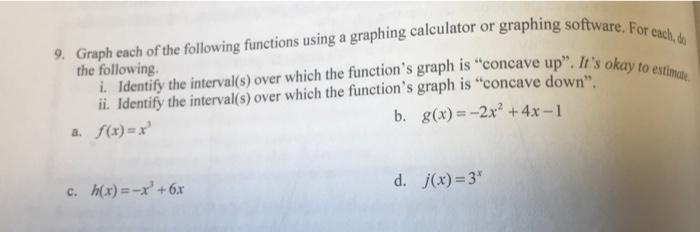 Solved 9. Graph each of the following functions using a | Chegg.com