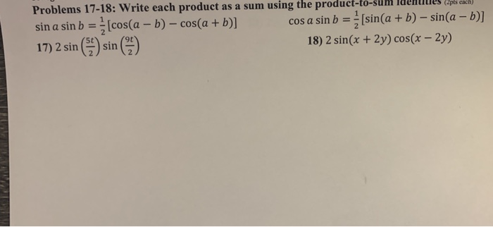 Solved Problems 17-18: Write each product as a sum using the | Chegg.com