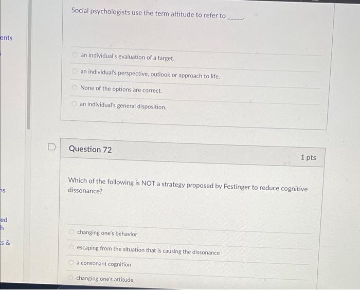 Solved Social psychologists use the term attitude to refer