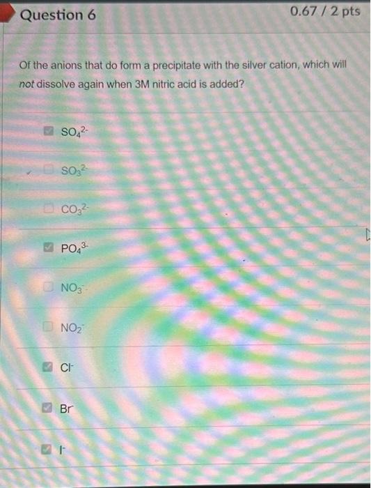 Solved Of the anions that do form a precipitate with the | Chegg.com