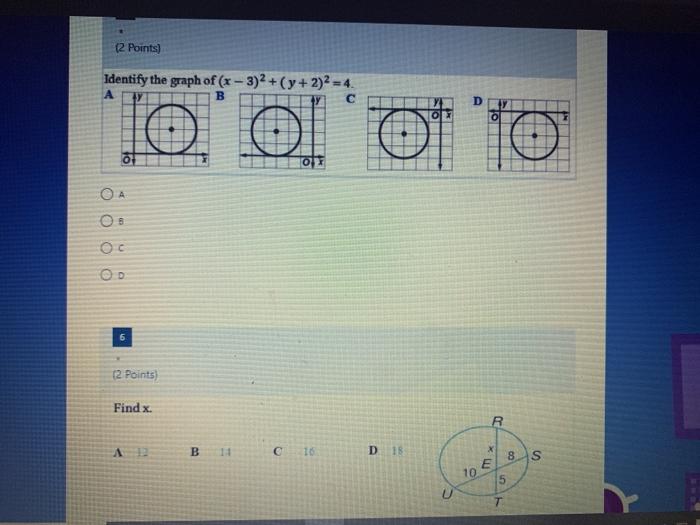 Solved 2 Points Identify The Graph Of X 3 2 Y 2 2 Chegg Com