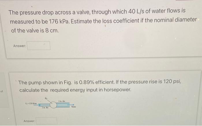 Solved The pressure drop across a valve, through which 40 | Chegg.com