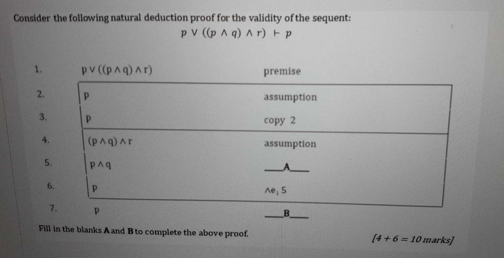 Solved Consider The Following Natural Deduction Proof For | Chegg.com