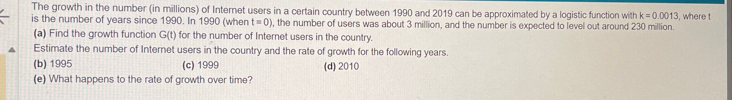 Solved The growth in the number (in millions) ﻿of Internet | Chegg.com