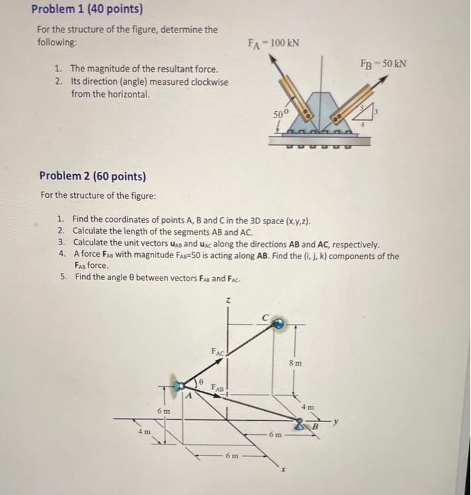 Solved Problem 1 (40 points) For the structure of the | Chegg.com