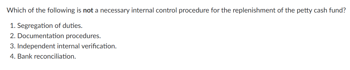 Solved Which of the following is not a necessary internal | Chegg.com